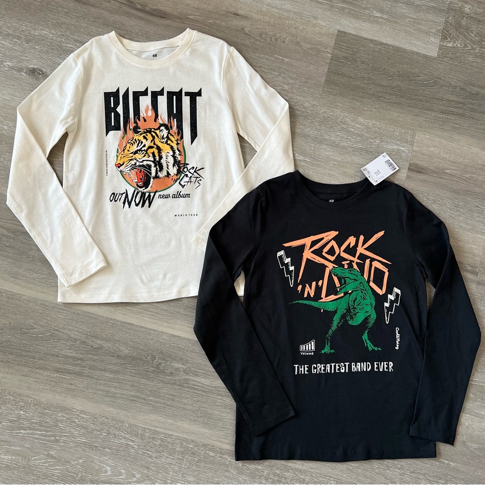 🦖🐅 🤘H&M x 2 Long Sleeve Tees (New- Never Used)